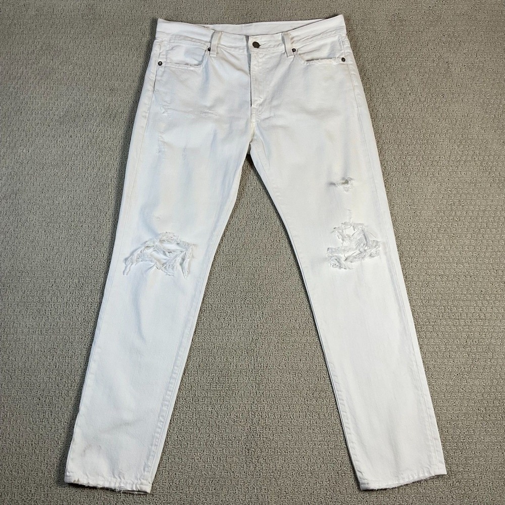 Polo‎ Ralph Lauren Astor Slim Boyfriend White Distressed Ripped Jeans Size 28